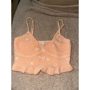 For love and lemons peach floral cropped tank